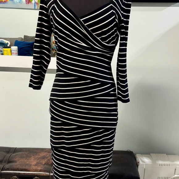 White House Black Market Instantly Slimming Striped Sheath Dress-Sz 10 - Picture 2 of 7